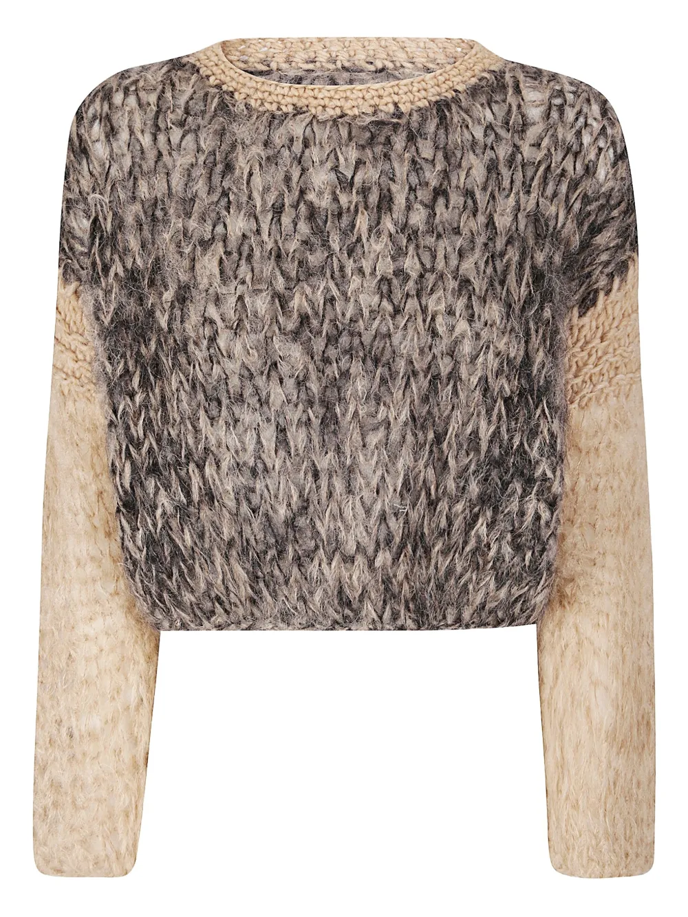 Handmade Long-sleeve Knit Sweater In Brown
