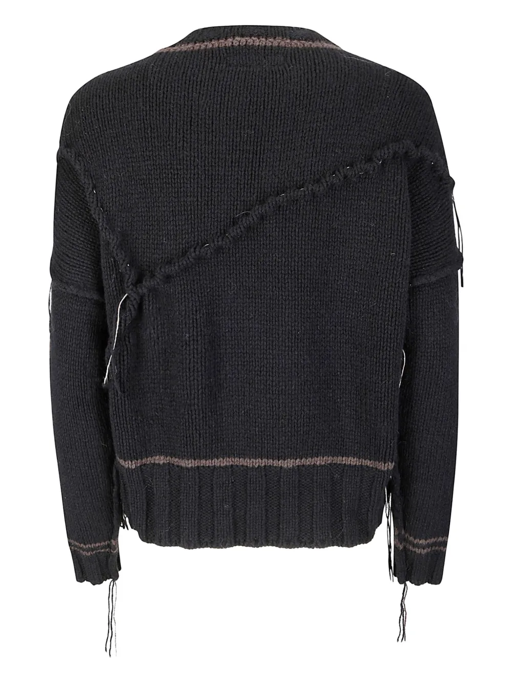 Handmade Panelled Stitch-detail Sweater In Black