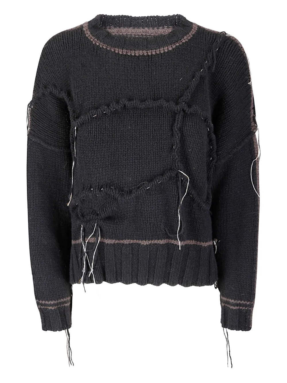 Handmade Panelled Stitch-detail Sweater In Black