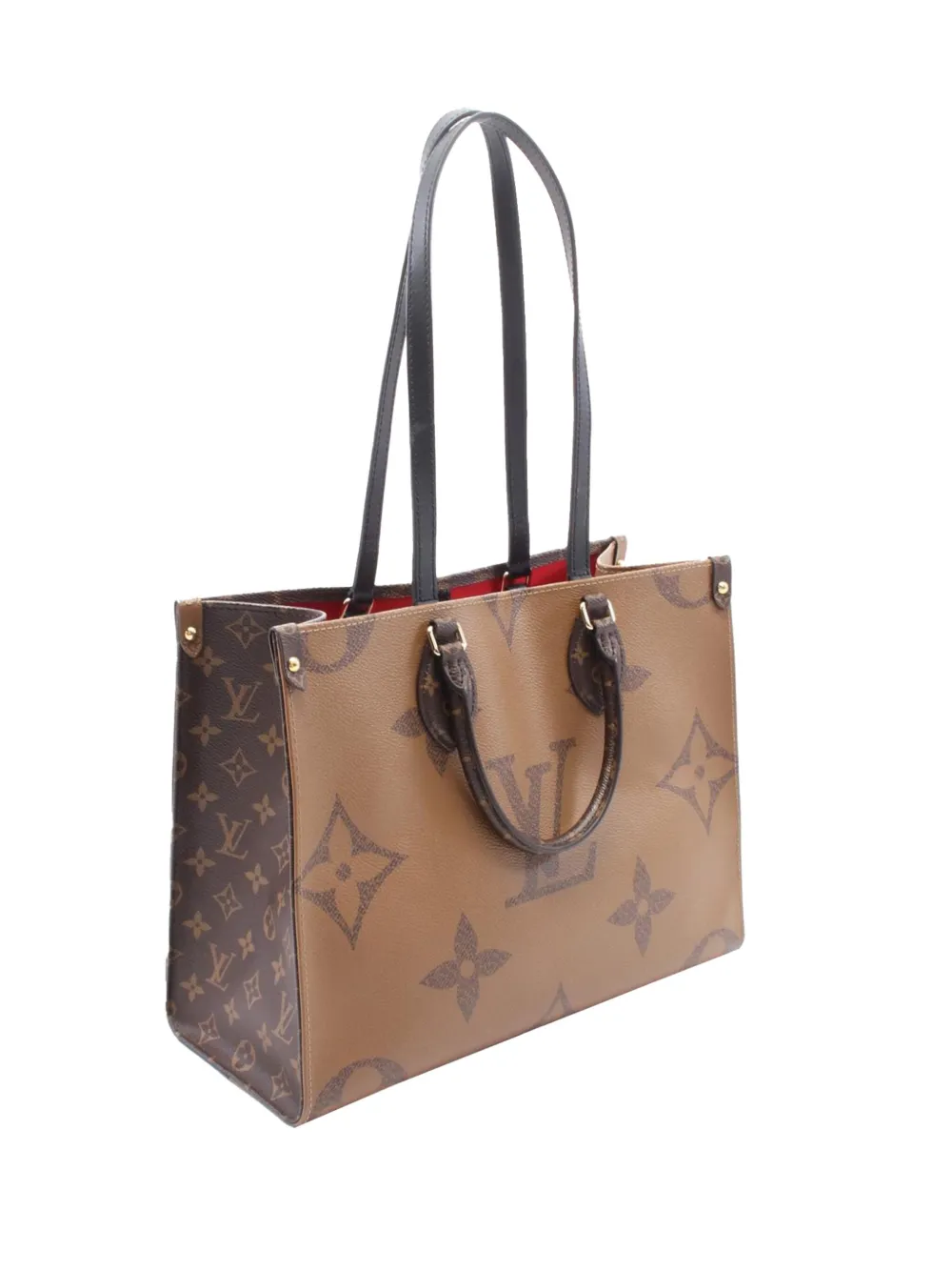 Pre-owned Louis Vuitton 2021-2025 Monogram Giant Onthego Mm Satchel In Brown