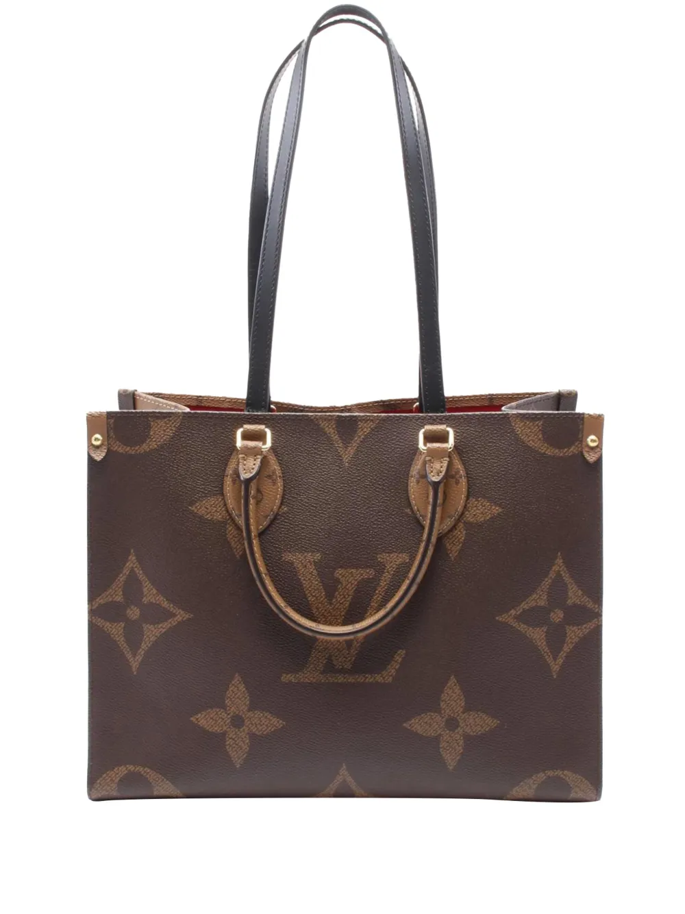 Pre-owned Louis Vuitton 2021-2025 Monogram Giant Onthego Mm Satchel In Brown