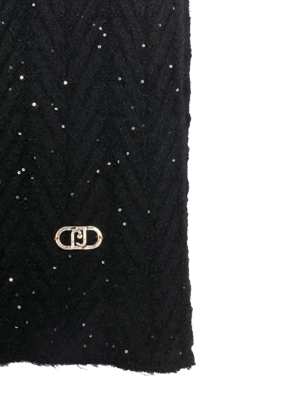 LIU JO sequin-embellished logo-plaque scarf - Zwart