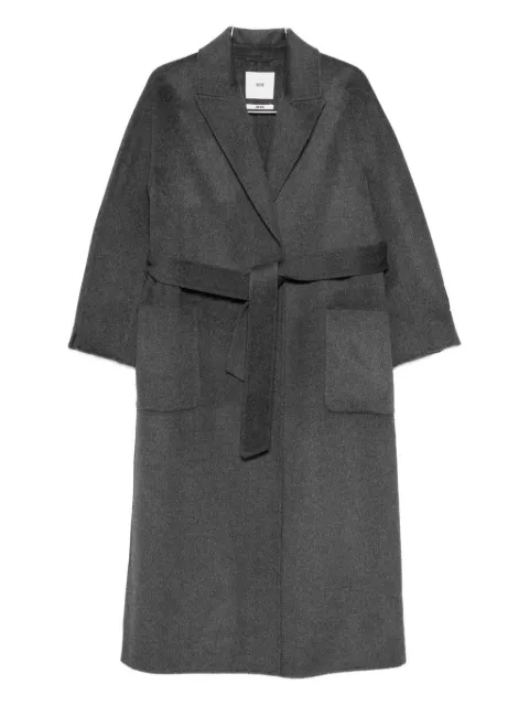 SOLOTRE peak-lapels belted coat 