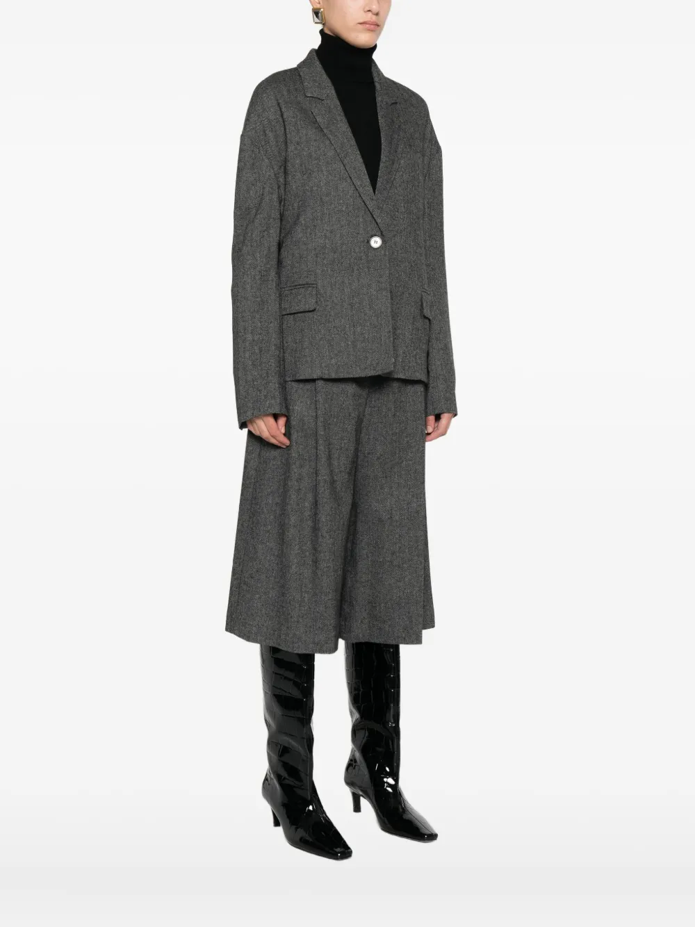 Solotre Single-breasted Blazer In Gray