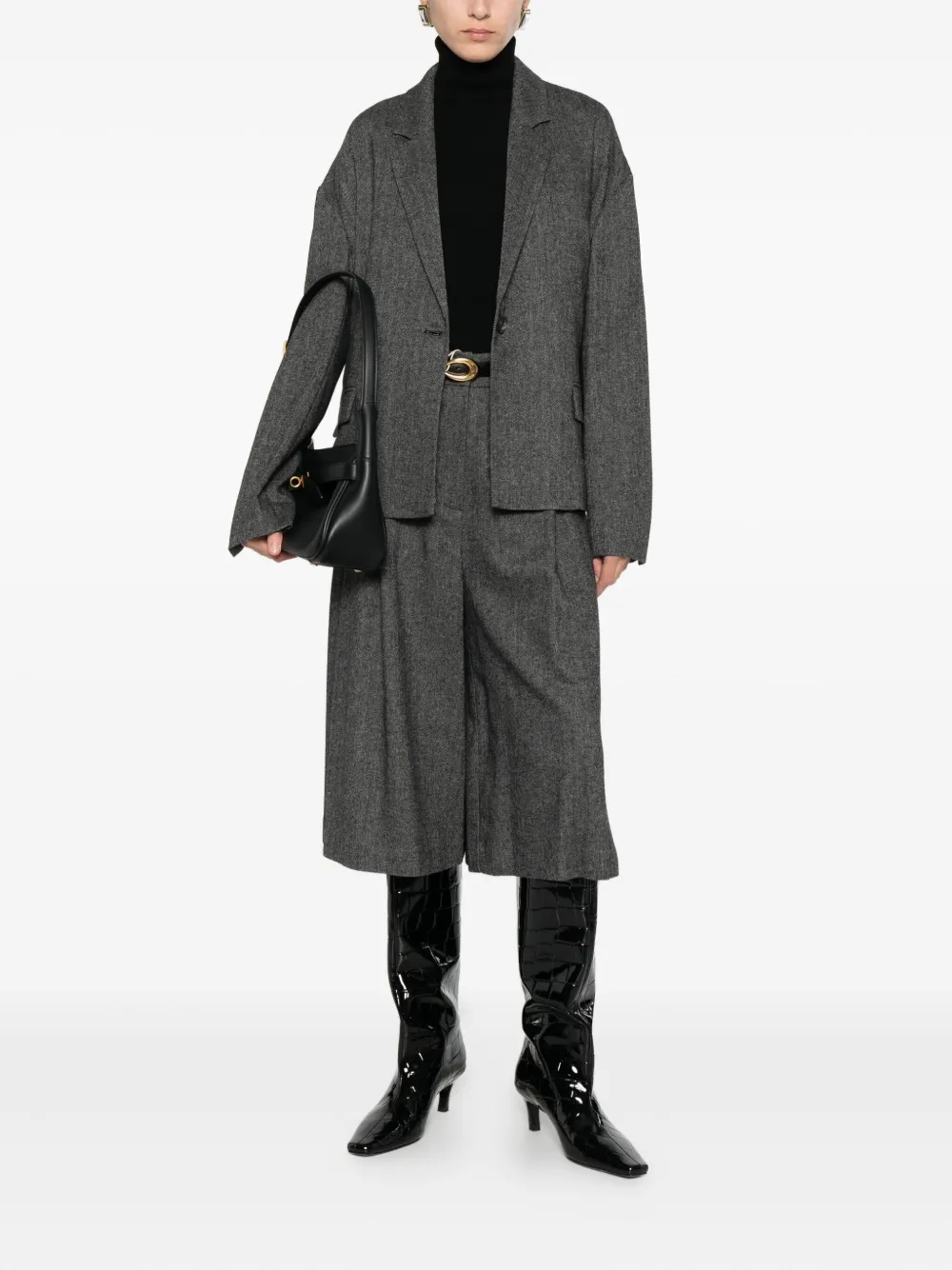 Solotre Single-breasted Blazer In Gray