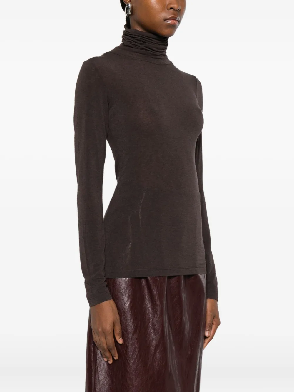 Solotre Long-sleeve Roll-neck Sweater In Brown