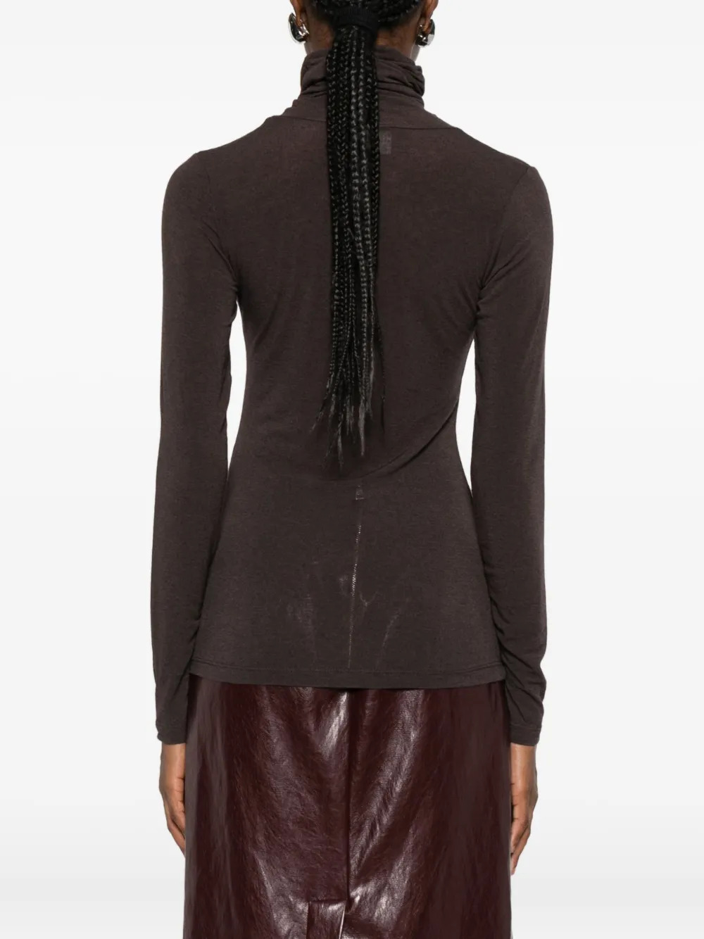 Solotre Long-sleeve Roll-neck Sweater In Brown