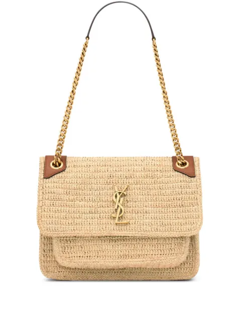 Saint Laurent medium Niki raffia-chain shoulder bag