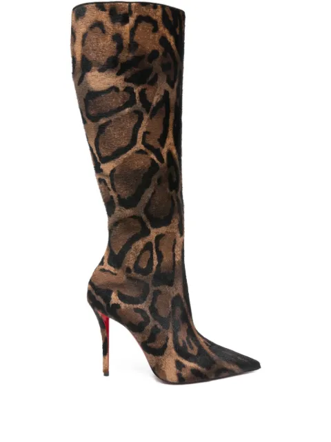 Christian Louboutin 100mm Miss Z pointed animal print boots