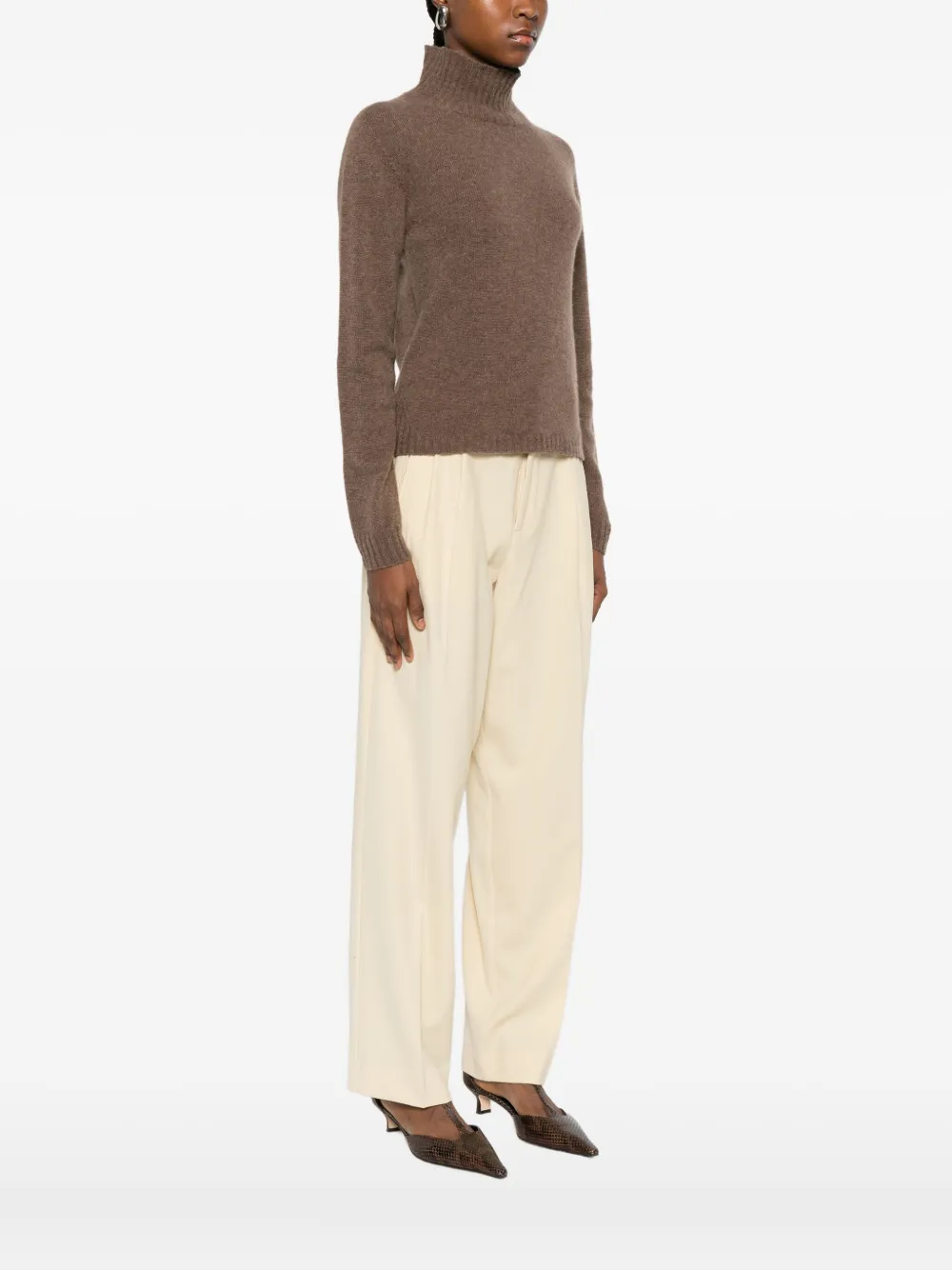 Solotre Funnel-neck Sweater In Brown