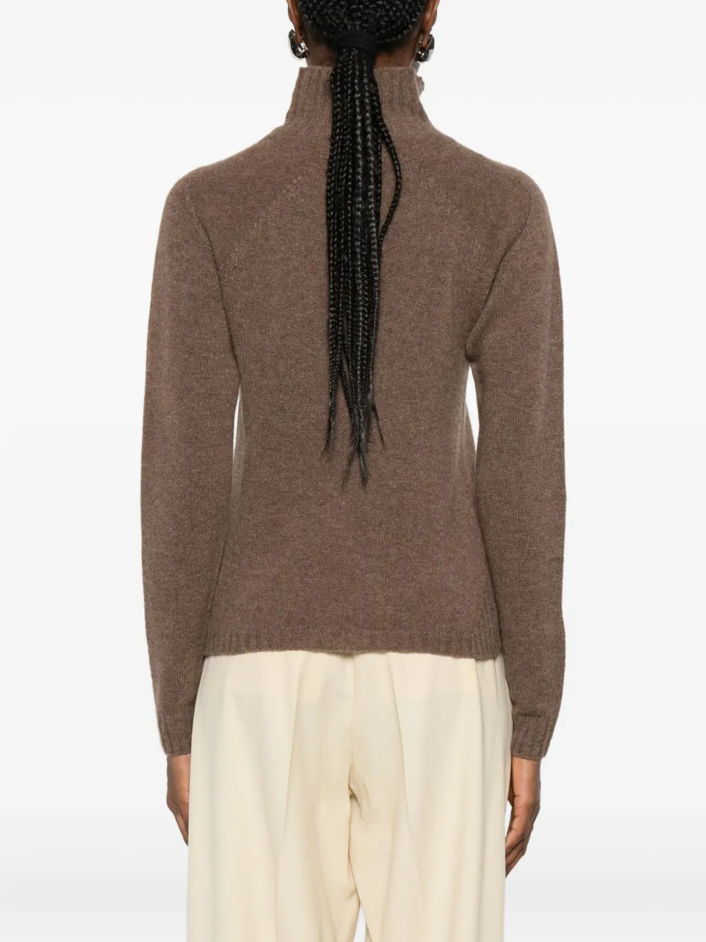 Solotre Funnel-neck Sweater In Brown