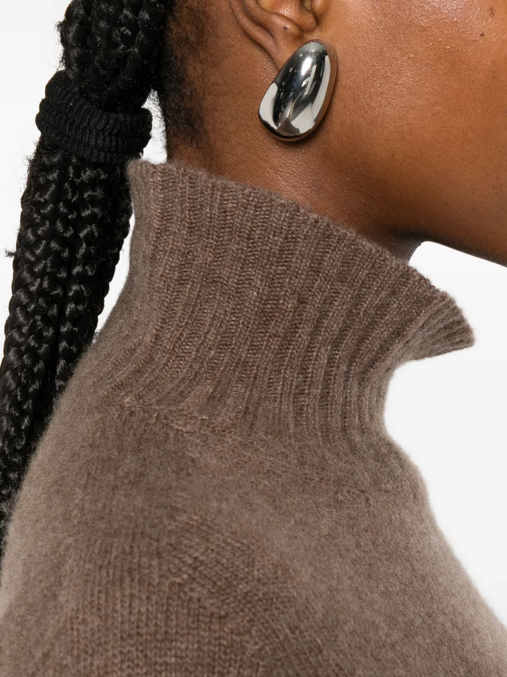 Solotre Funnel-neck Sweater In Brown