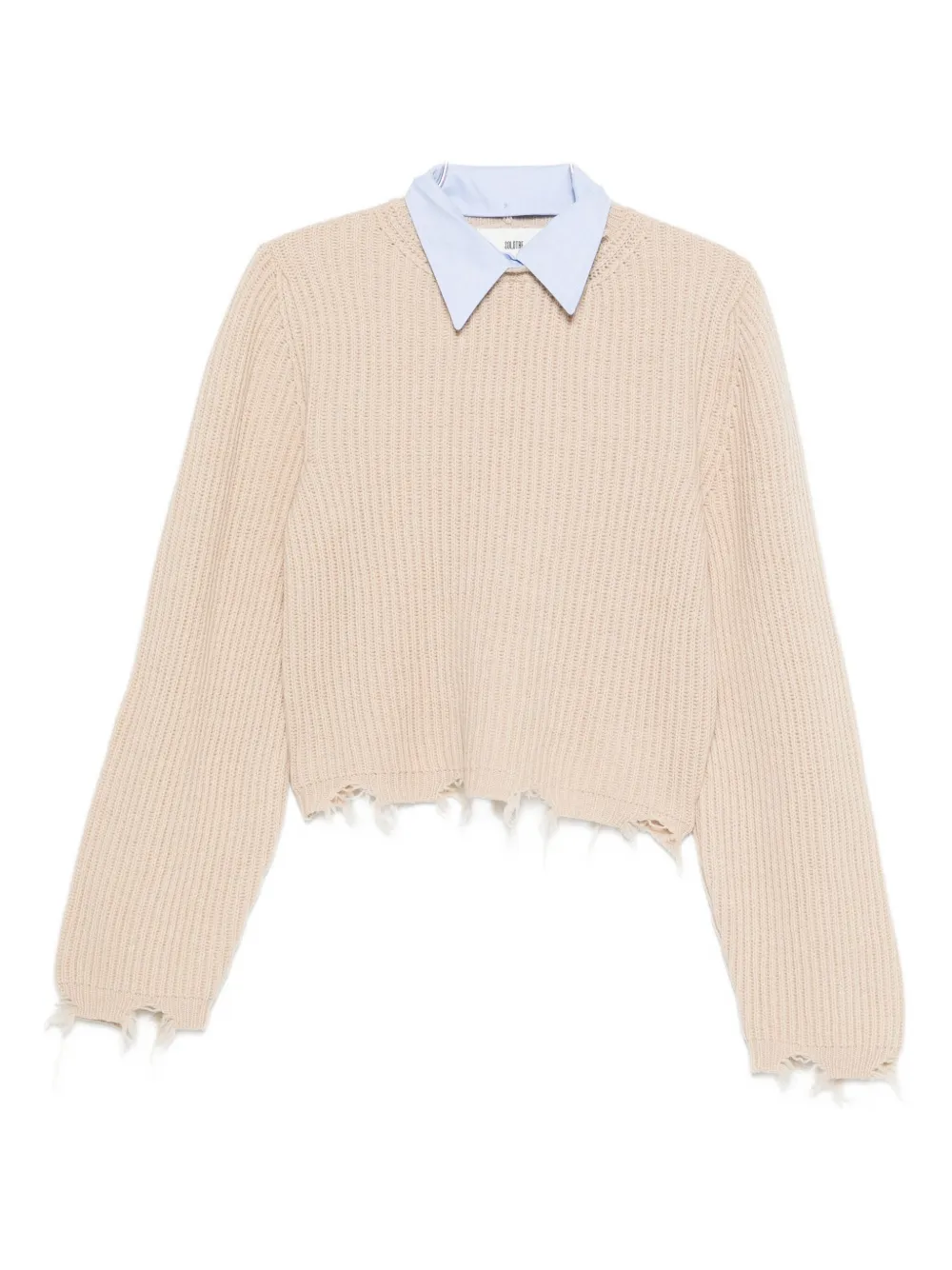 Solotre Distressed-finish Sweater In Neutral