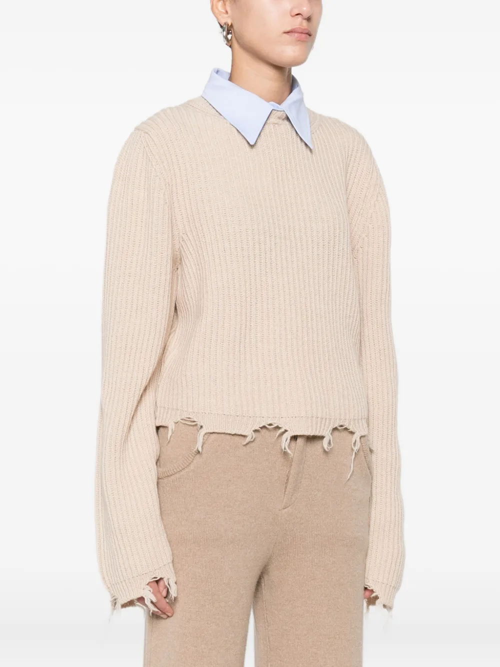 Solotre Distressed-finish Sweater In Neutral