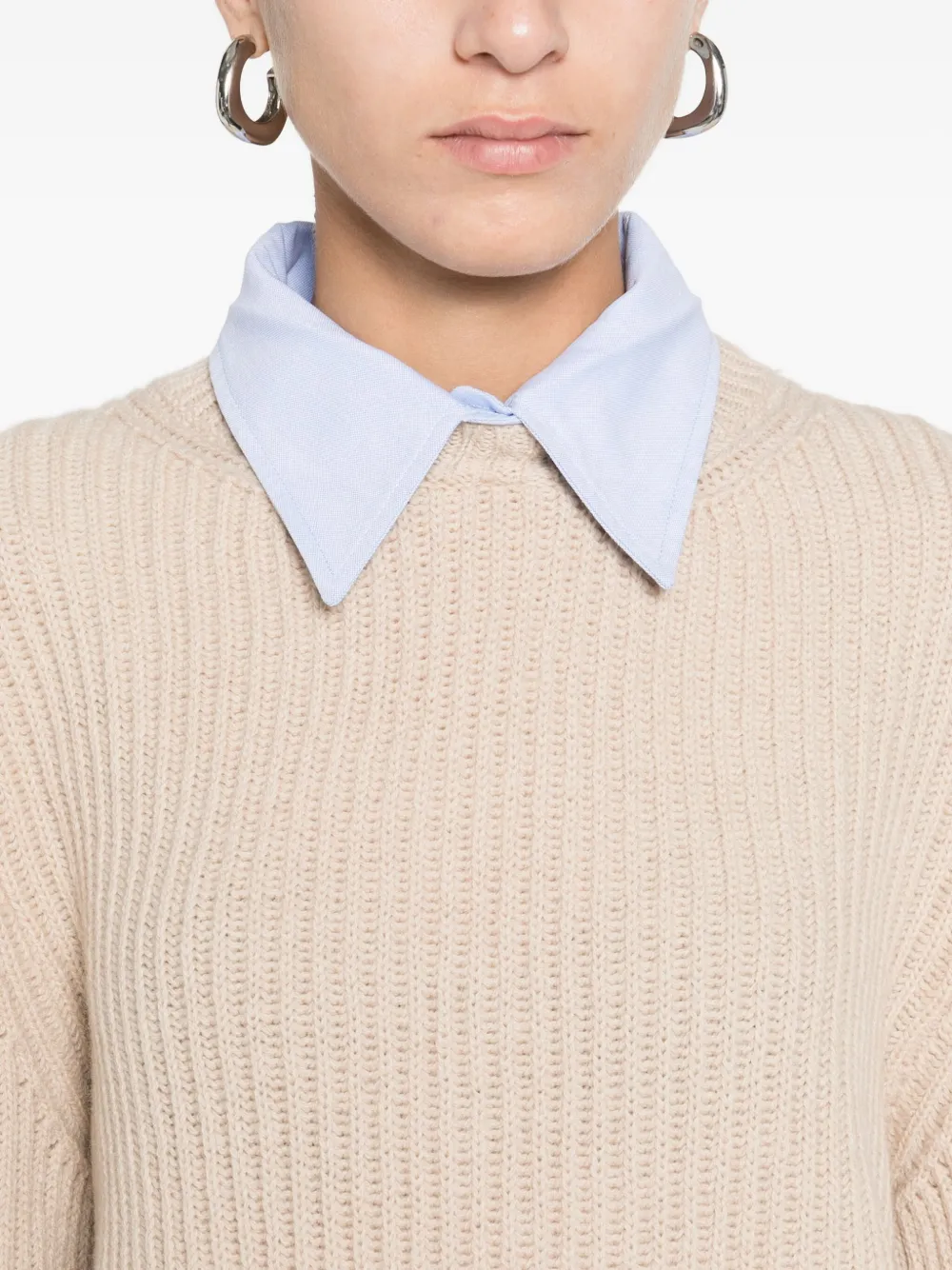 Solotre Distressed-finish Sweater In Neutral