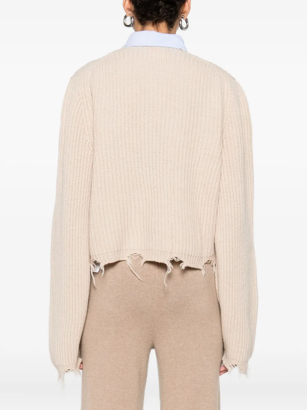 Solotre Distressed-finish Sweater In Neutral