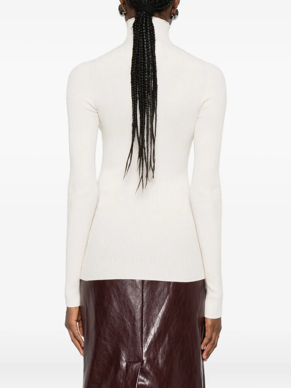 Solotre High-neck Ribbed Sweater In Neutral