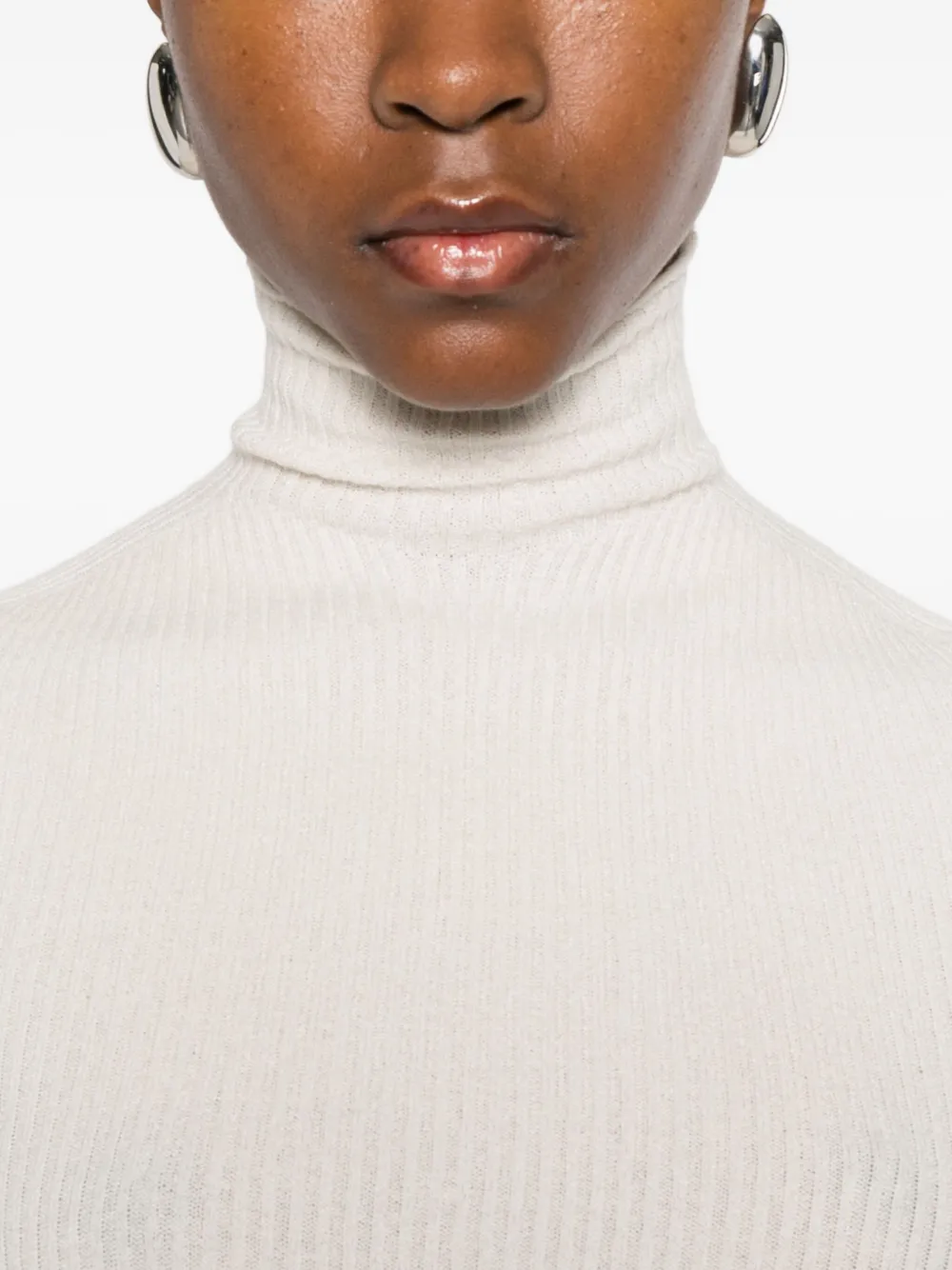 Solotre High-neck Ribbed Sweater In Neutral