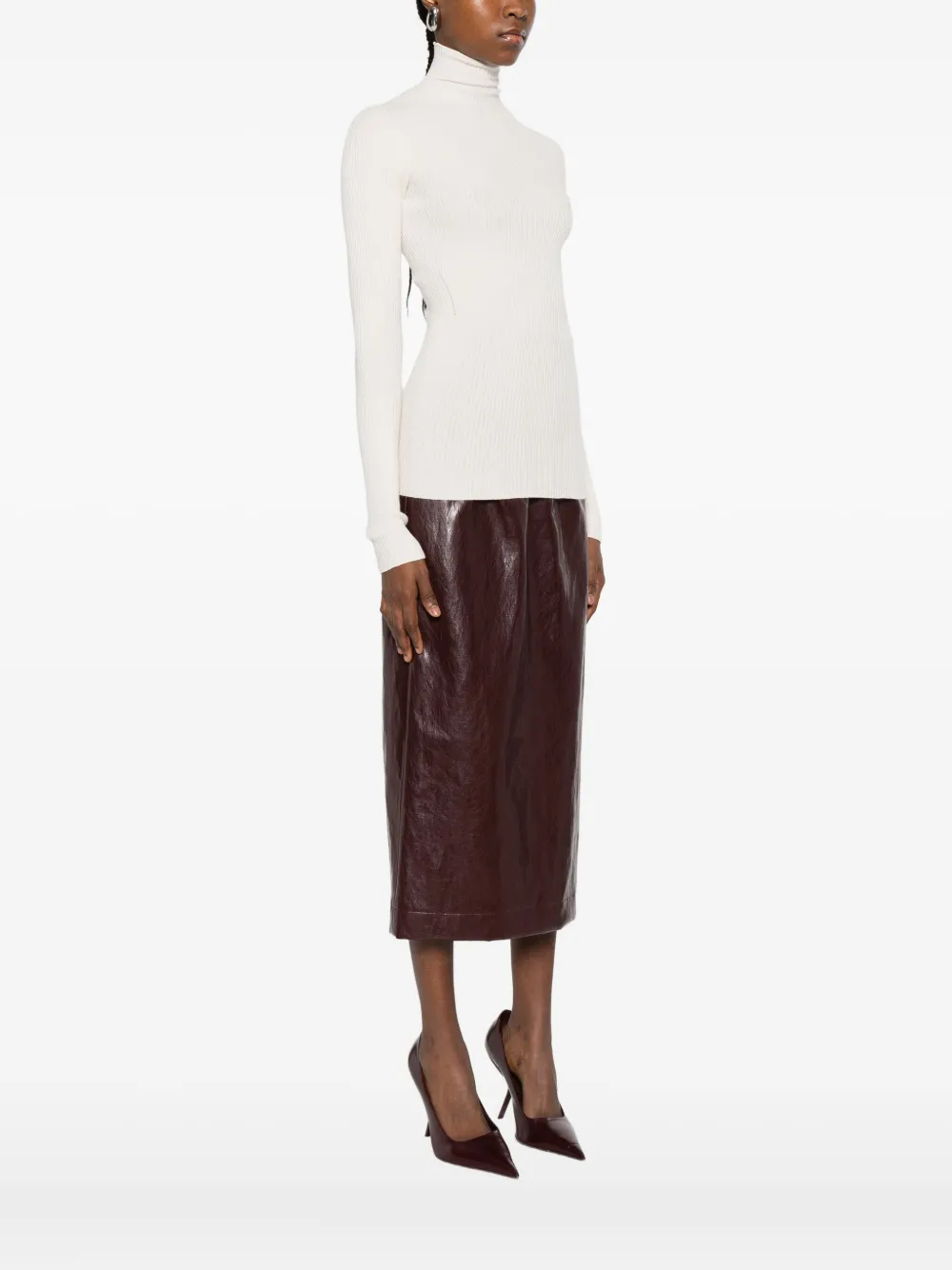 Solotre High-neck Ribbed Sweater In Neutral