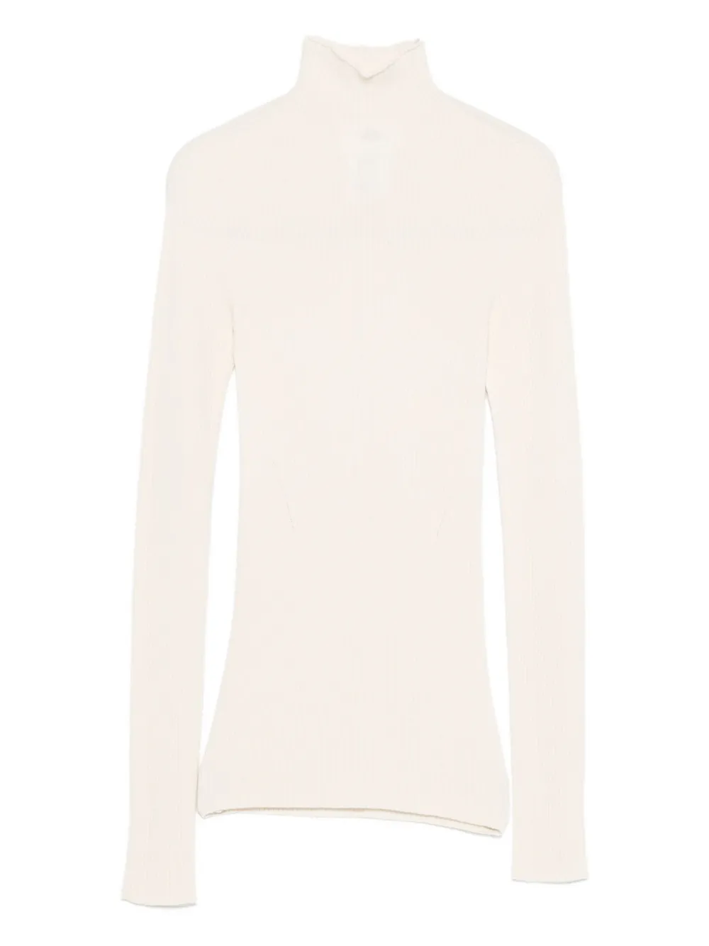 Solotre High-neck Ribbed Sweater In White