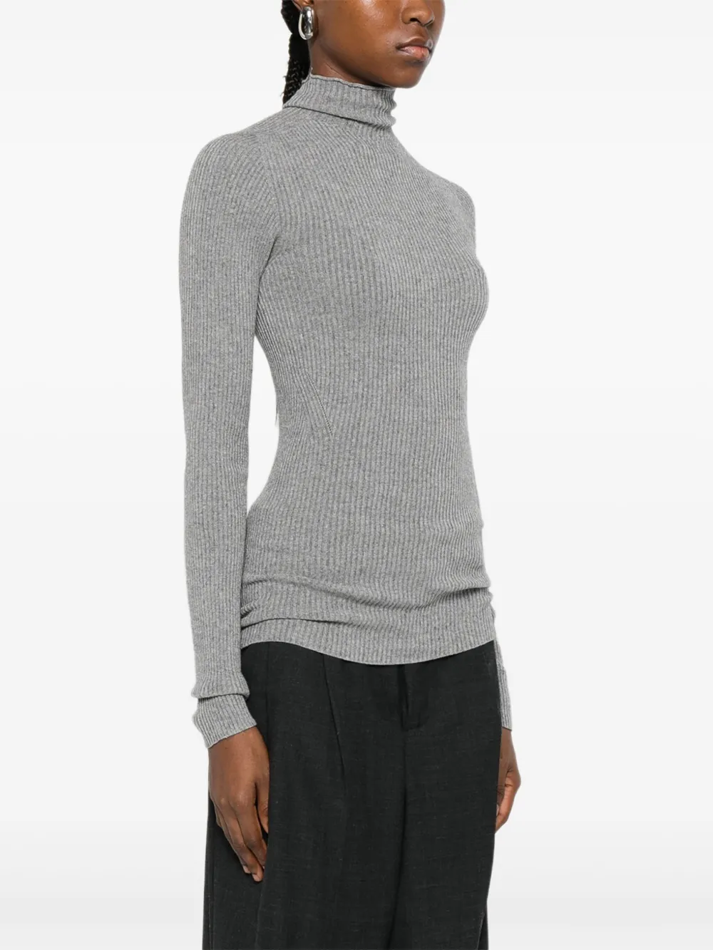  Solotre Ribbed Sweater - Grey 