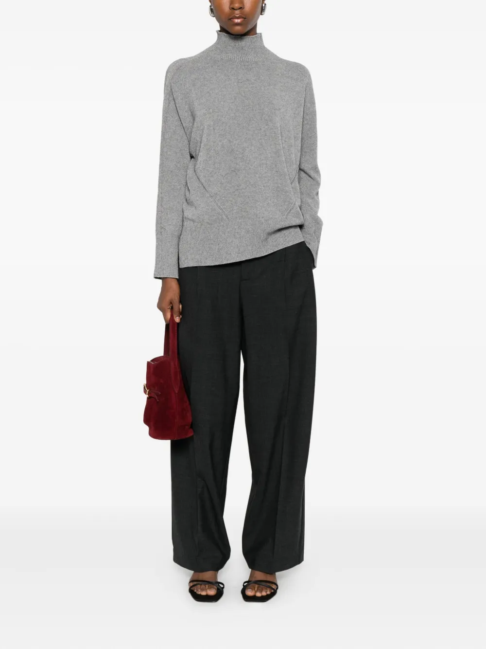 Solotre Funnel-neck Sweater In Gray