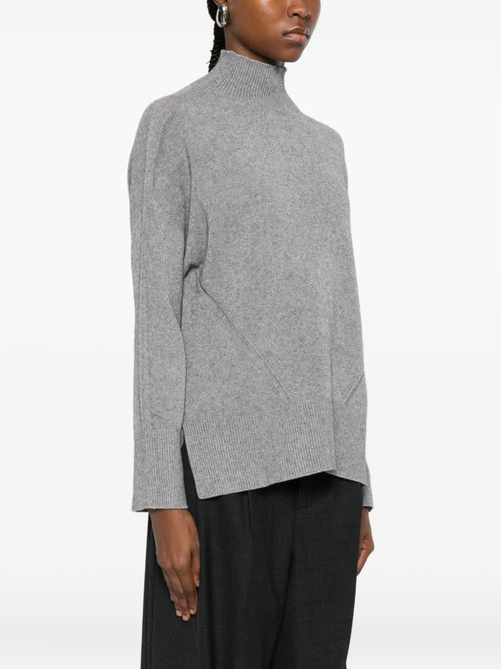 Solotre Funnel-neck Sweater In Gray