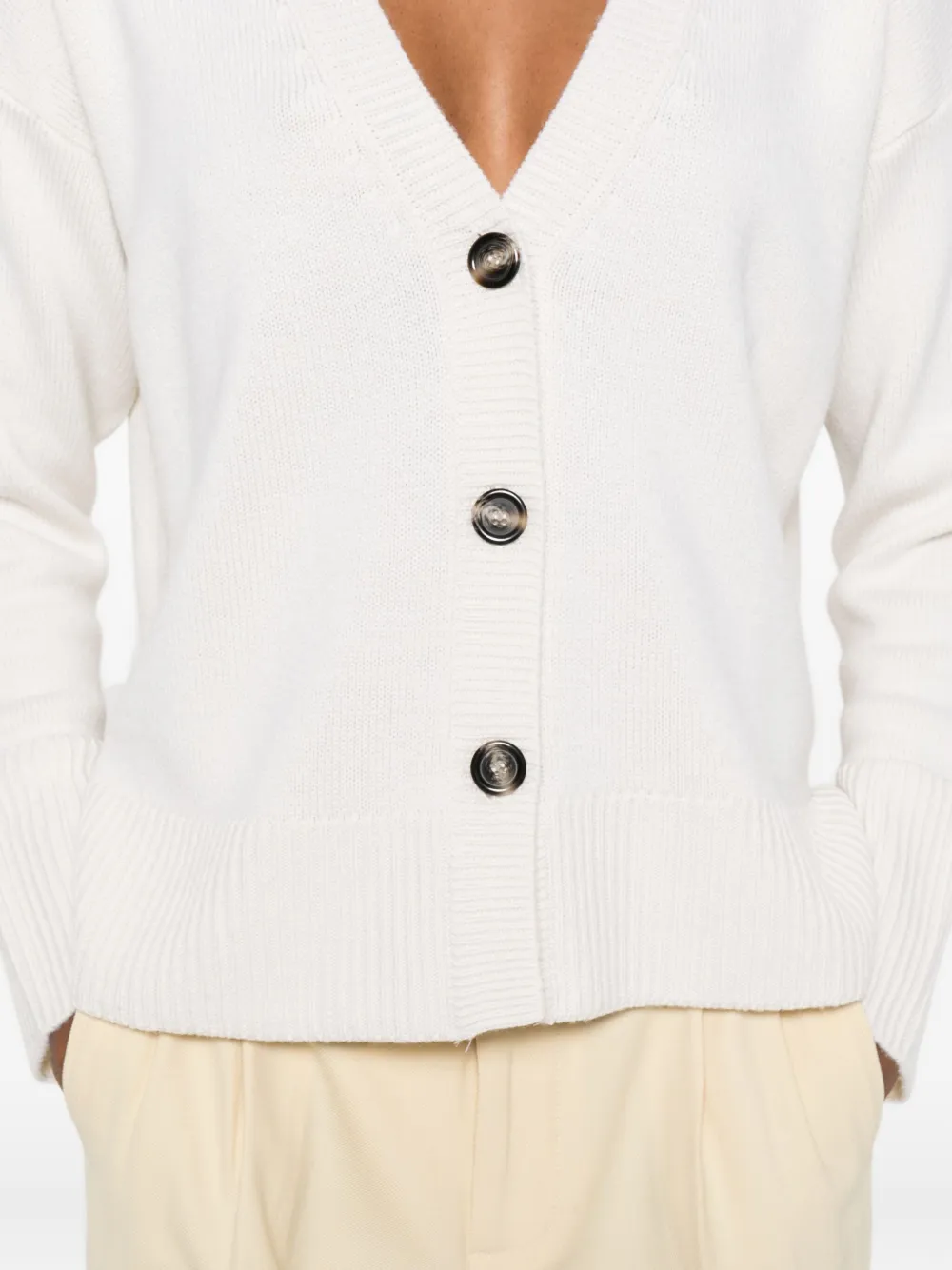 Solotre V-neck Cardigan In White