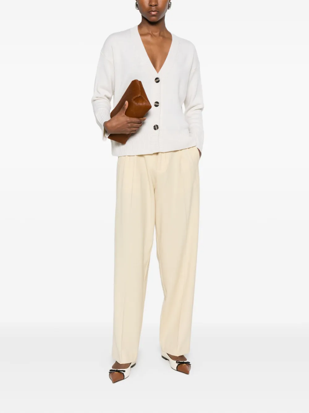 Solotre V-neck Cardigan In White