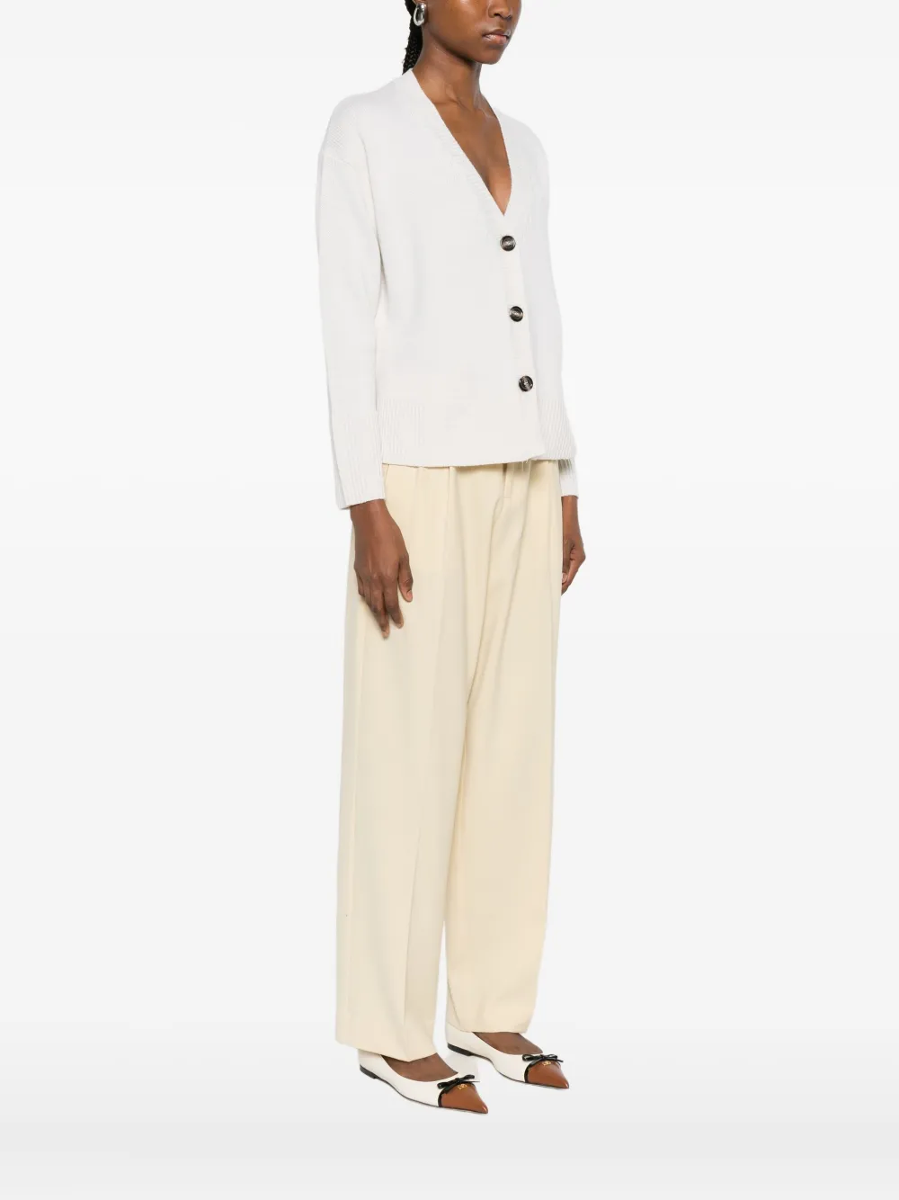 Solotre V-neck Cardigan In White
