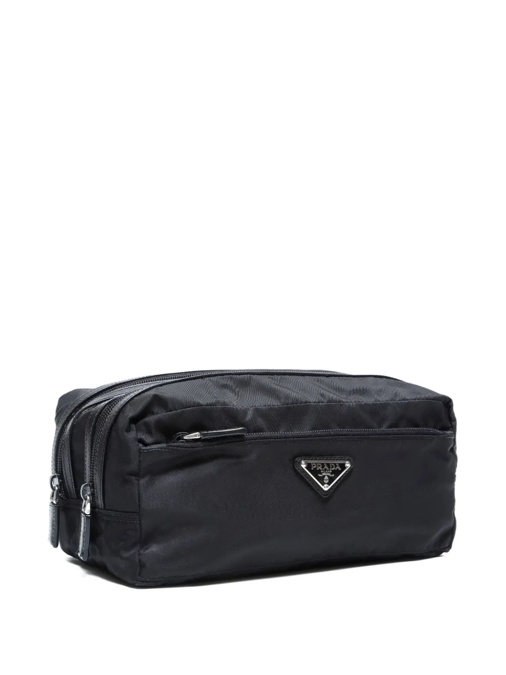 Pre-owned Prada 2015-2025s Triangle-logo Pouch In Black
