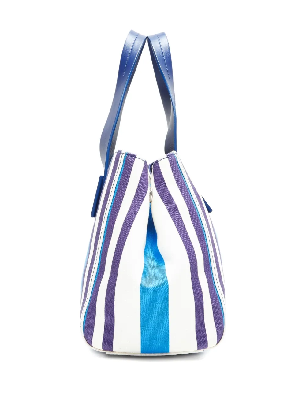 Pre-owned Miu Miu 2020-2025 Striped Handbag In Blue