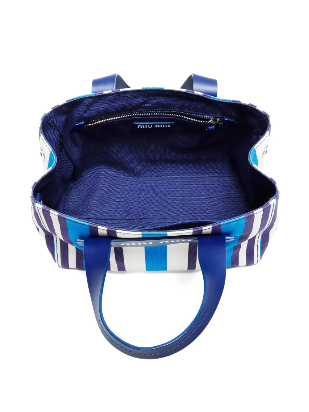 Pre-owned Miu Miu 2020-2025 Striped Handbag In Blue