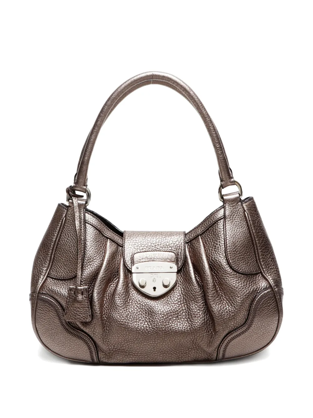 Pre-owned Prada 2000-2020 Metallic-finish Shoulder Bag In Silver