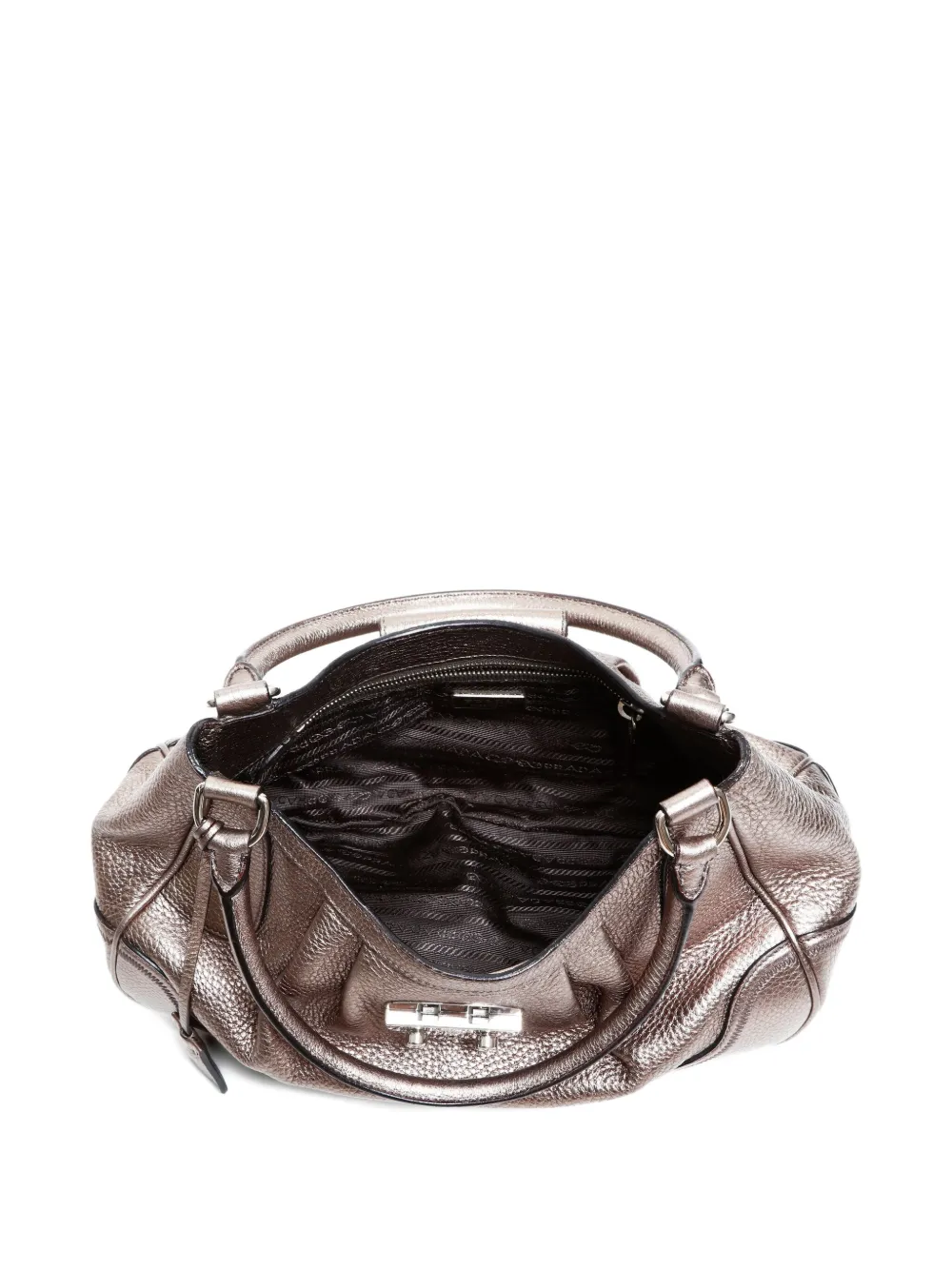 Pre-owned Prada 2000-2020 Metallic-finish Shoulder Bag In Silver