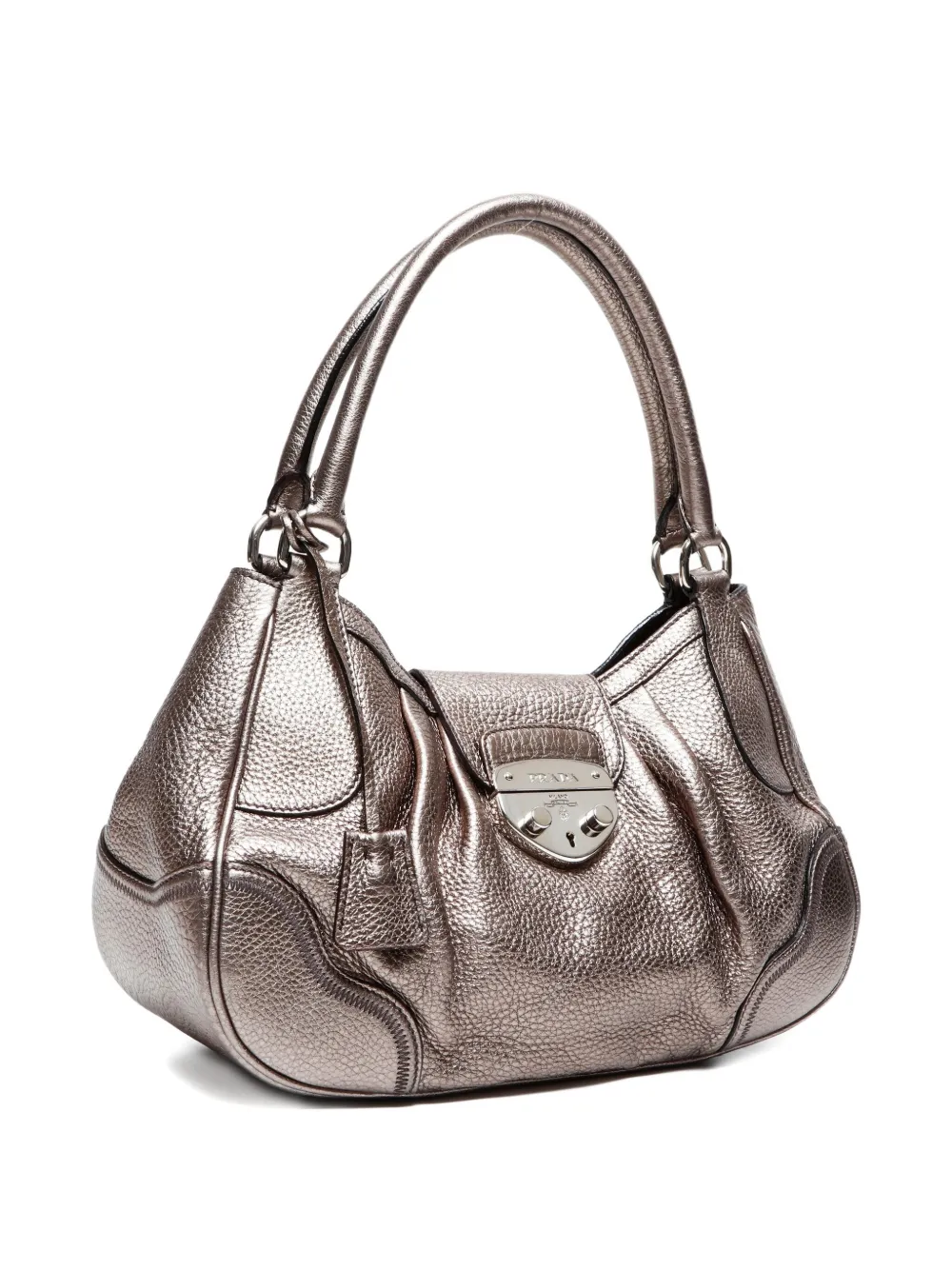 Pre-owned Prada 2000-2020 Metallic-finish Shoulder Bag In Silver