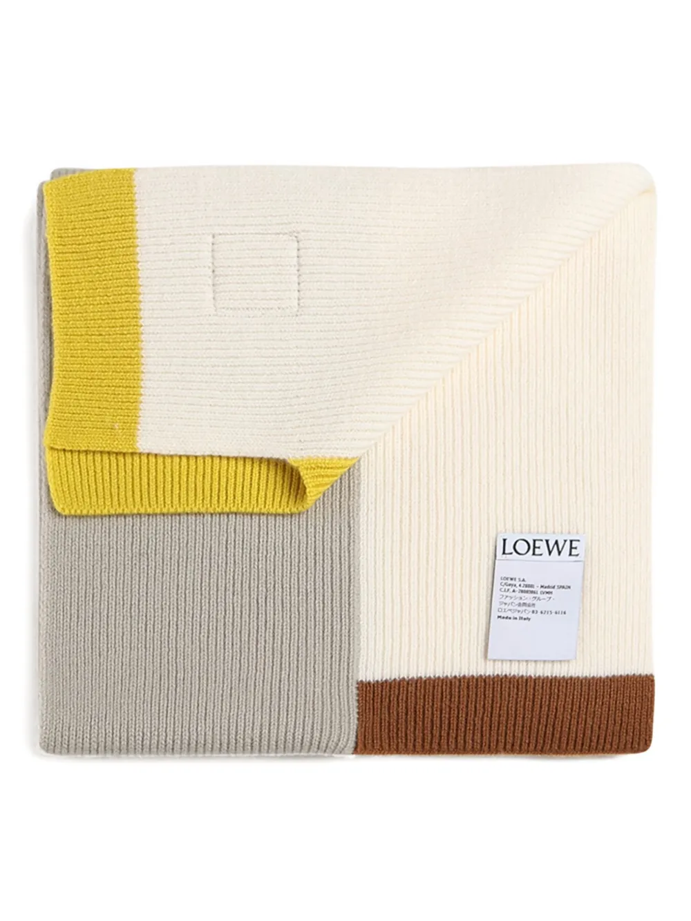Loewe Colourblock Ribbed Scarf In Neutral