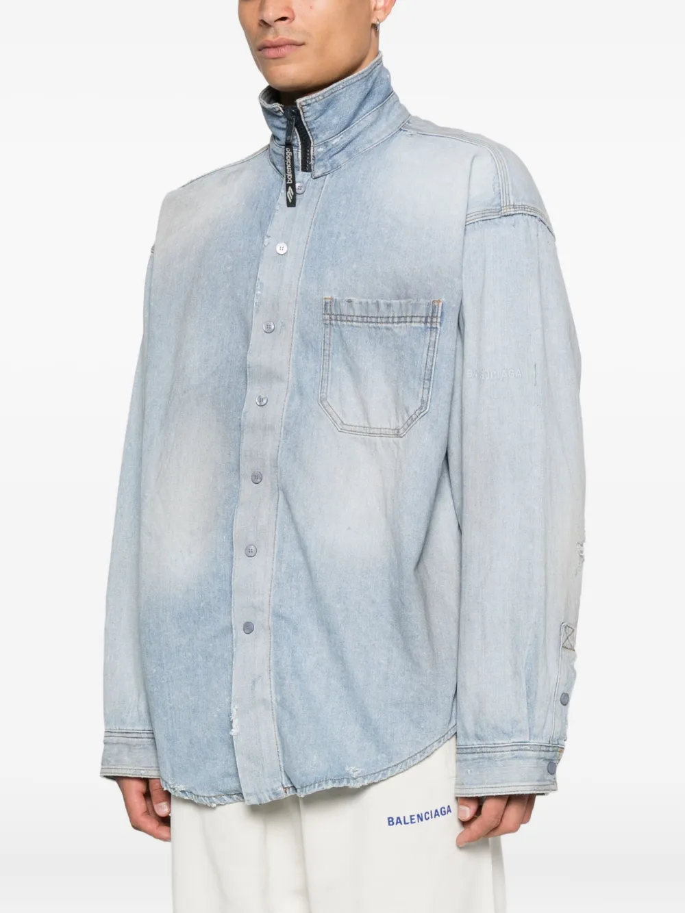 Balenciaga Chest-pocket Shirt In Blue
