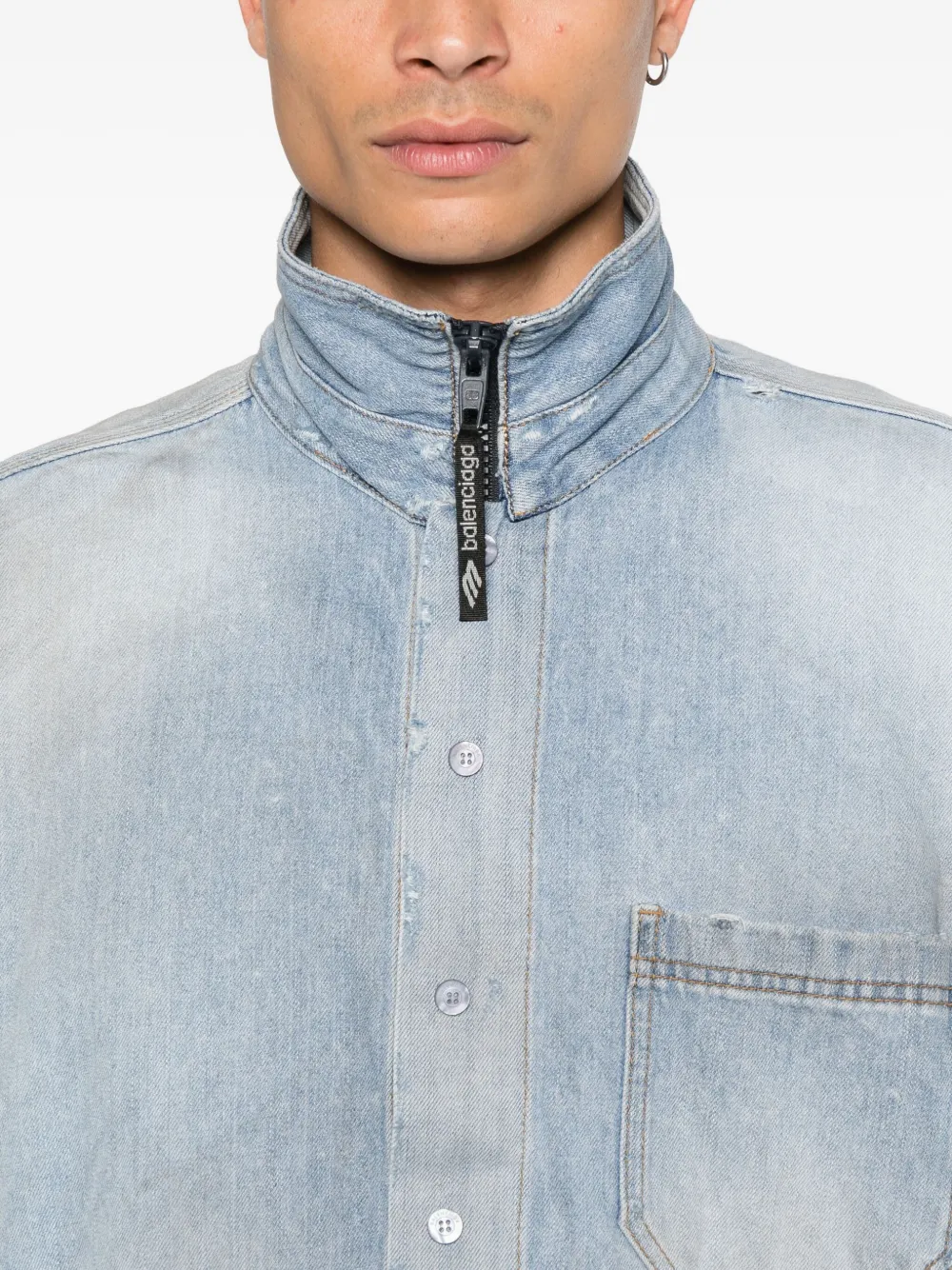 Balenciaga Chest-pocket Shirt In Blue