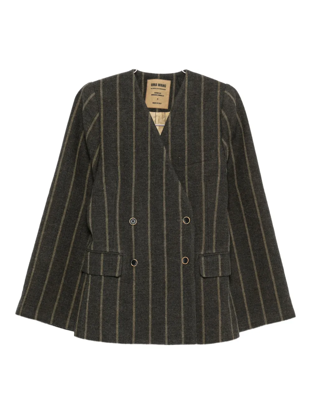 Uma Wang Striped Double-breasted Blazer In Black