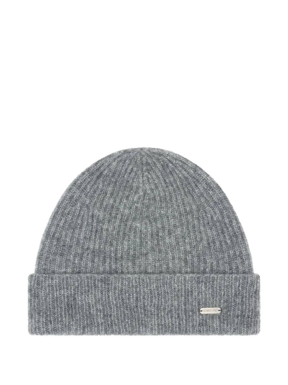 Tom Ford Logo-plaque Beanie Hat In Brown