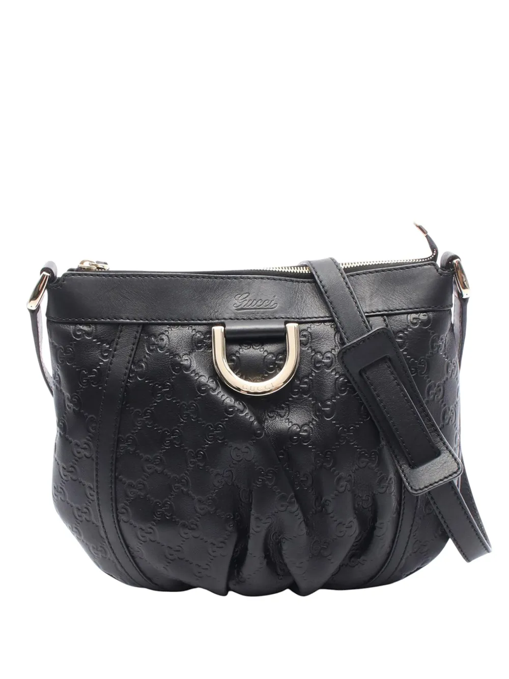 Pre-owned Gucci 2000-2015 Ssima Abbey D Ring Crossbody Bag In Black