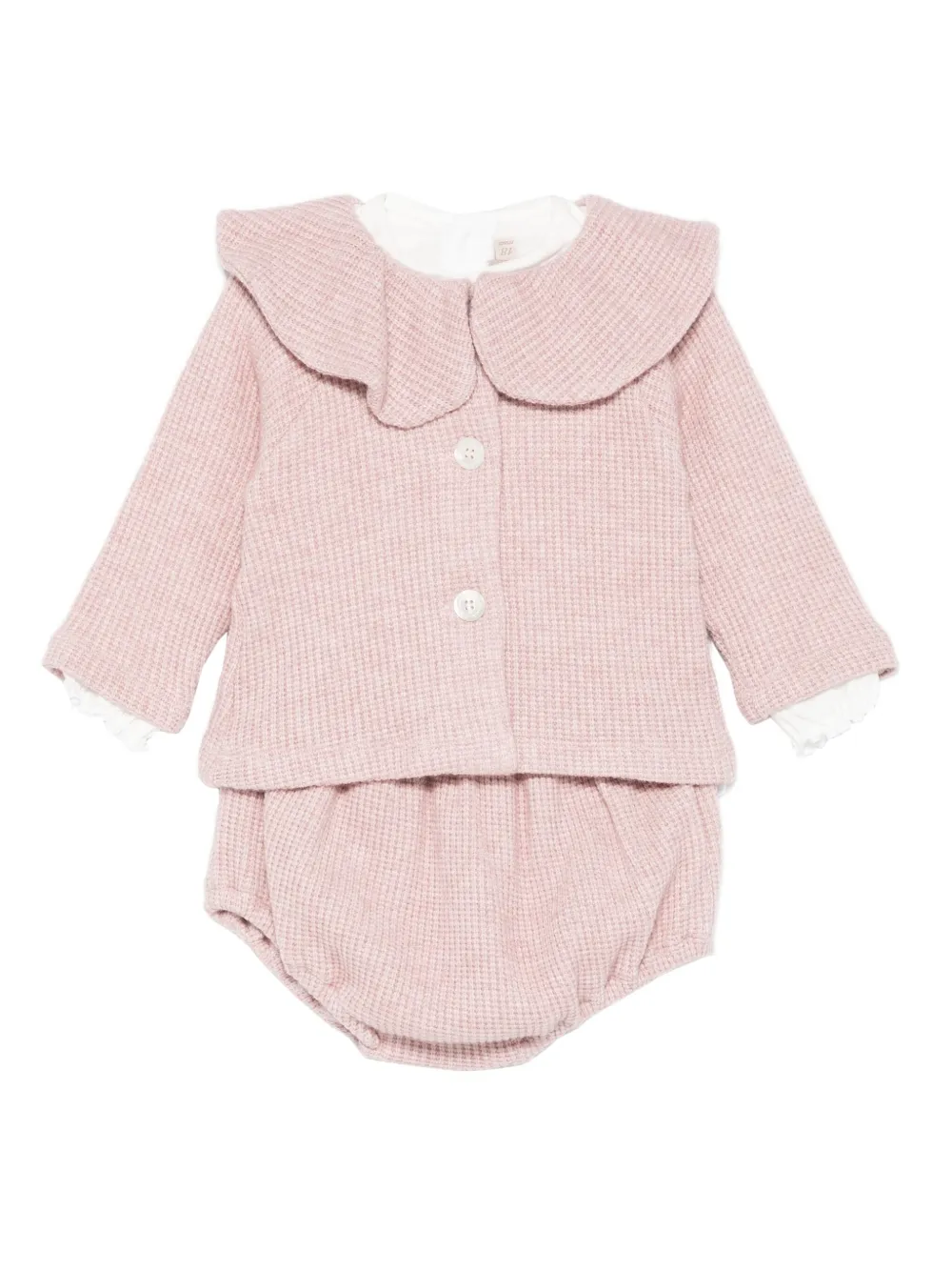 La Stupenderia ensemble haut-short en maille texturée | rose | Image 1