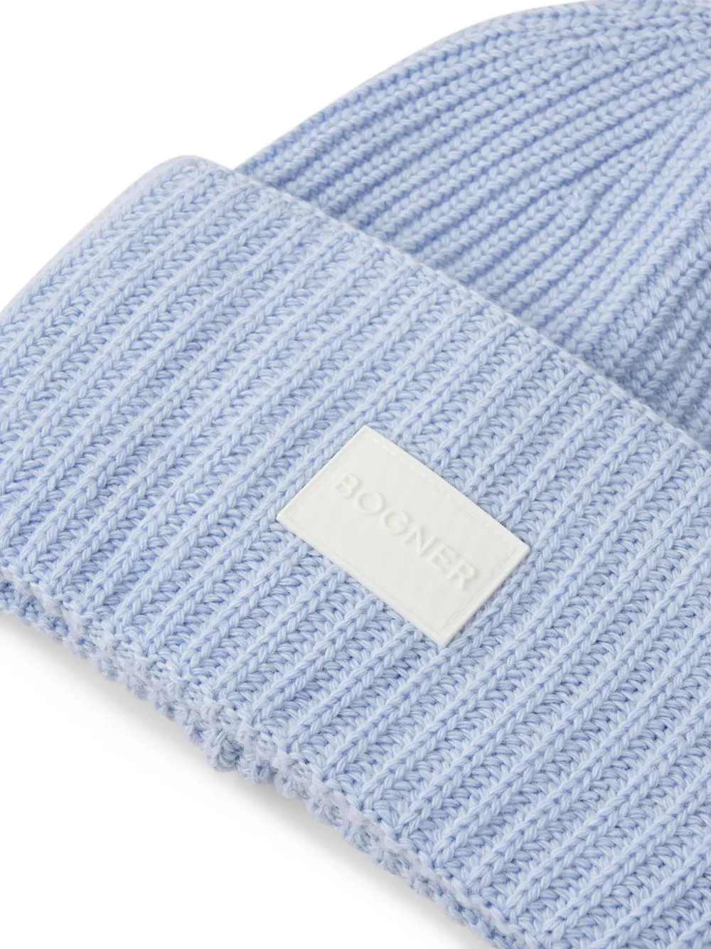 BOGNER Lahra Logo-patch Beanie in Blue, view 3