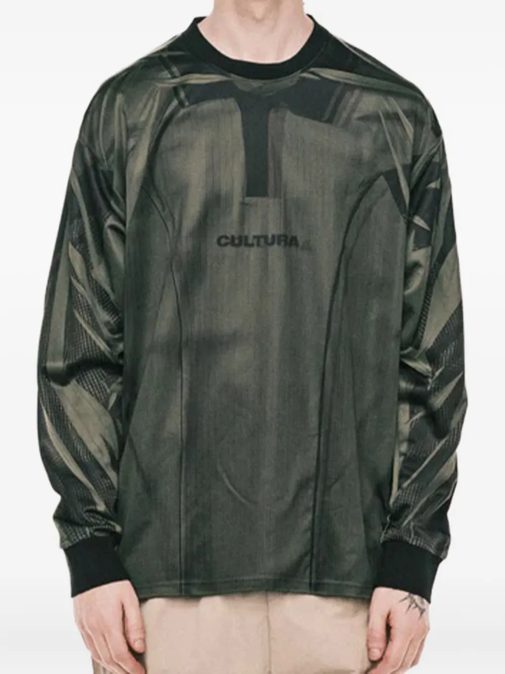 CULTURA long-sleeve panelled T-shirt - Verde