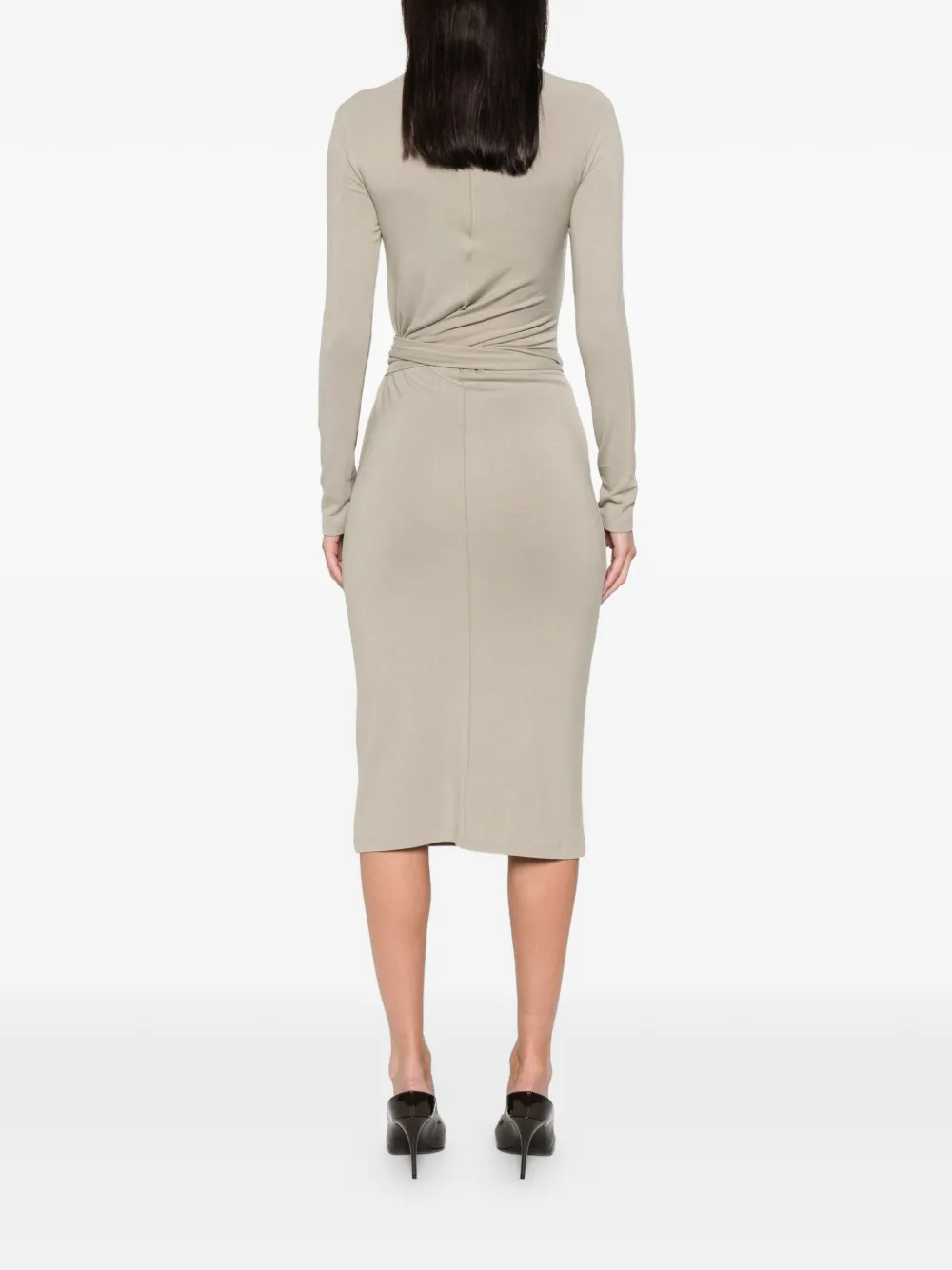 Patrizia Pepe Midi-jurk met col en gestrikte taille Beige
