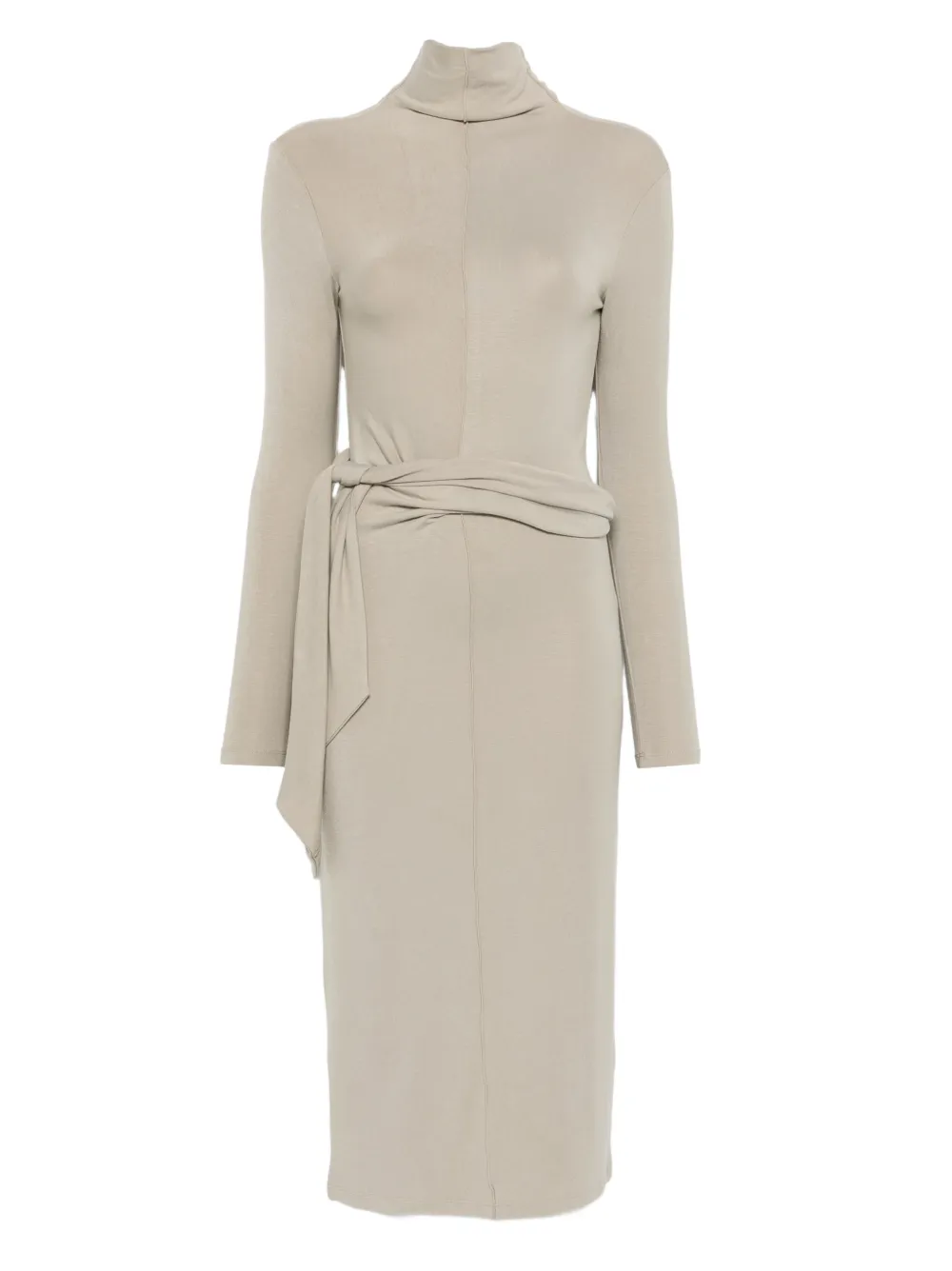 Patrizia Pepe tie-waist turtleneck midi dress - ニュートラル