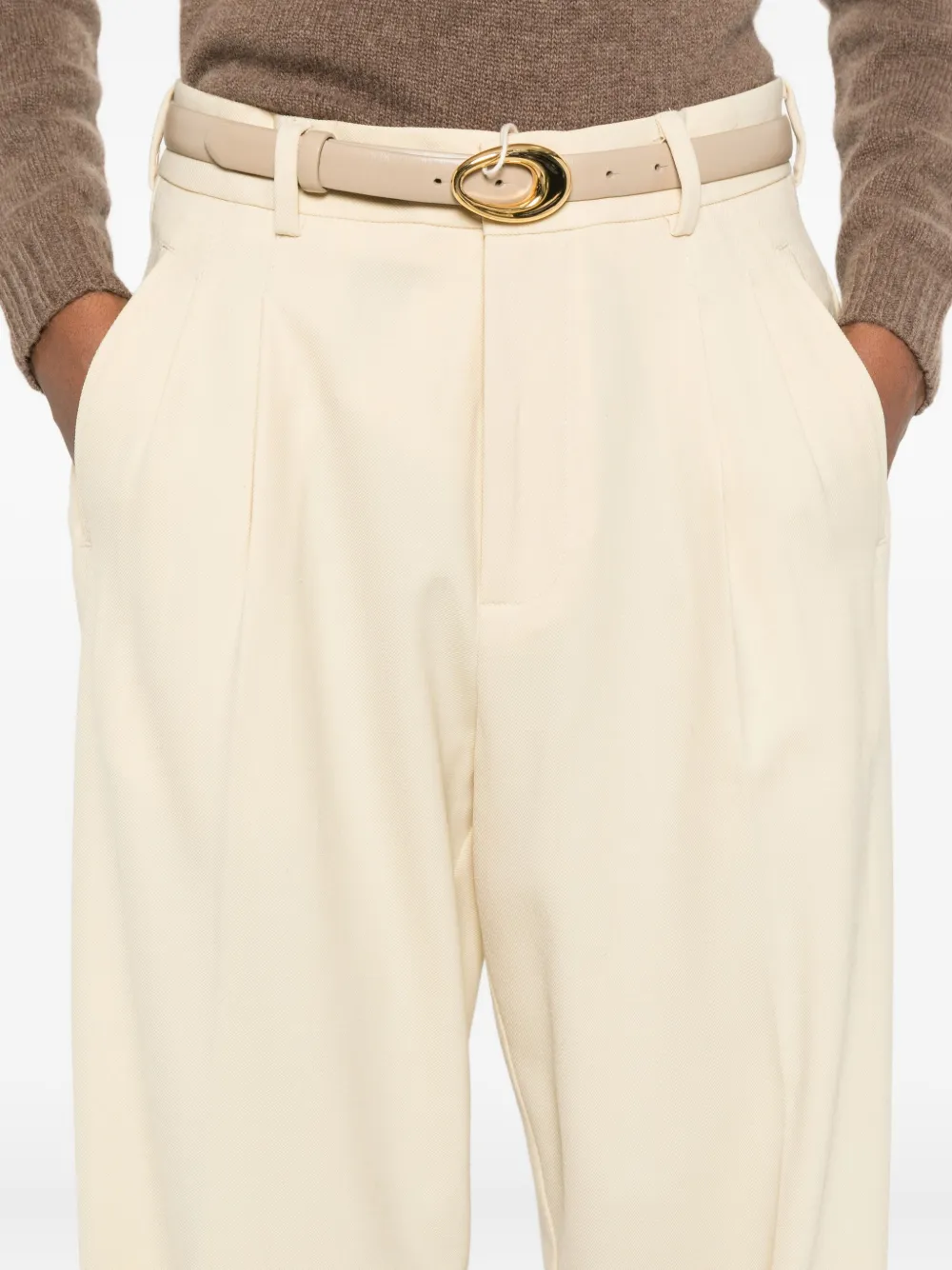 SOLOTRE Broek met geplooid detail Geel