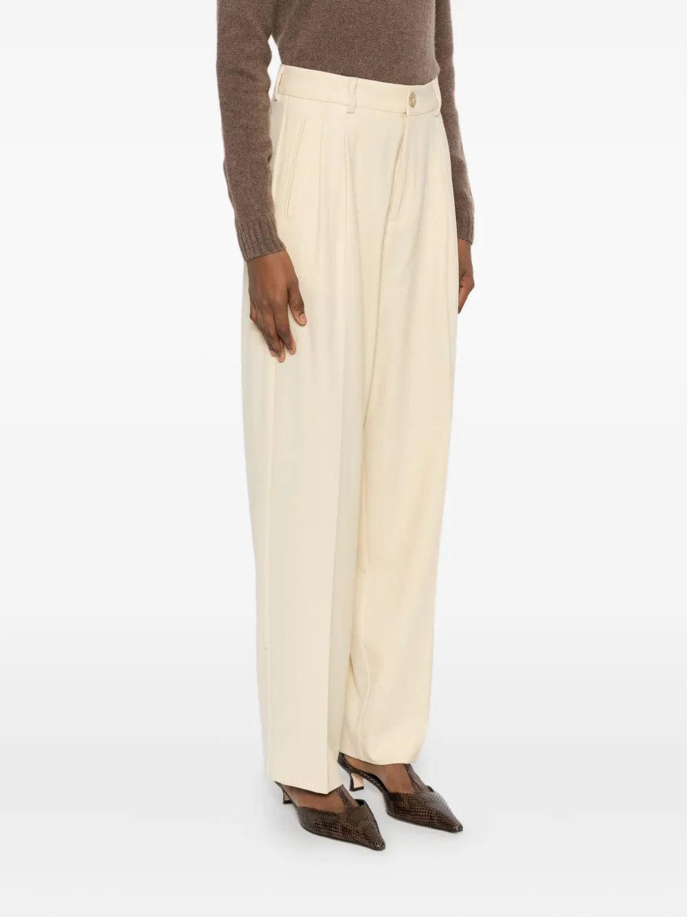 SOLOTRE Broek met geplooid detail Geel