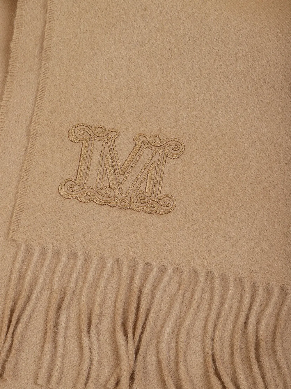 Max Mara Embroidered Fringed Scarf In Brown